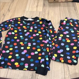 Hanna Andersson Black Pajama Set with Colorful Polka Dots